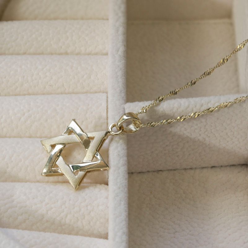 14K Gold Large Star of David Pendant