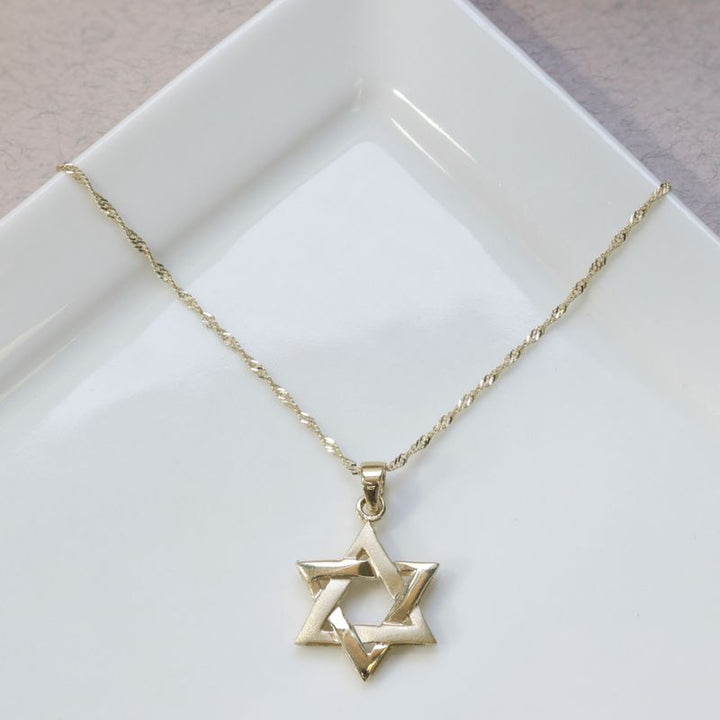 14K Gold Large Star of David Pendant