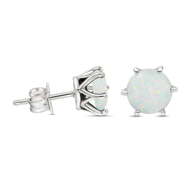 Silver Opal Stud Earrings