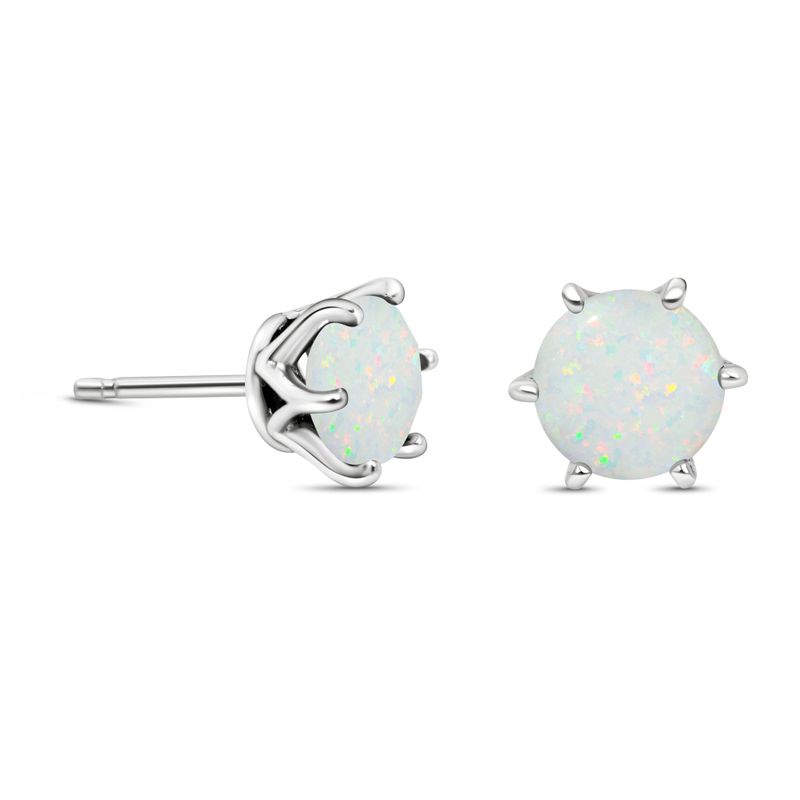 Silver Opal Stud Earrings