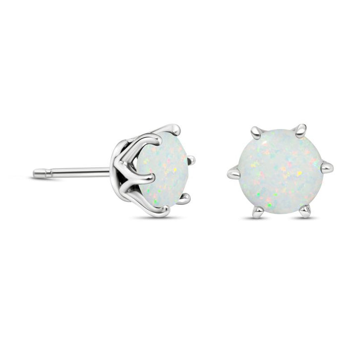 Silver Opal Stud Earrings