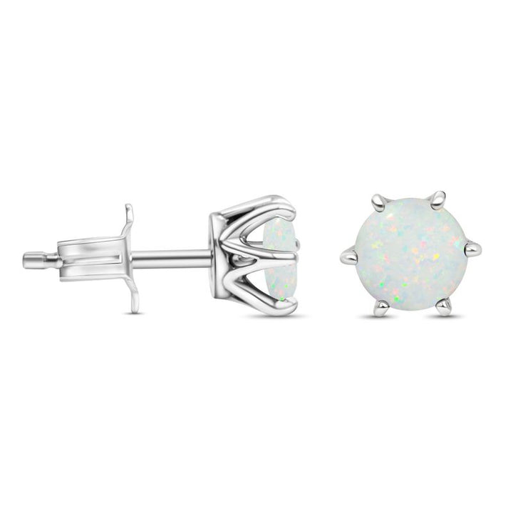 Silver Opal Stud Earrings