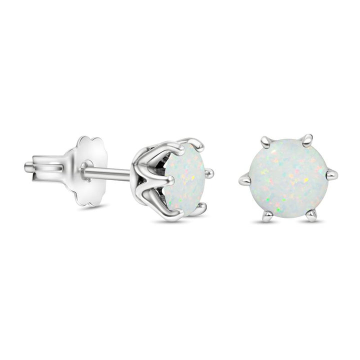 Silver Opal Stud Earrings