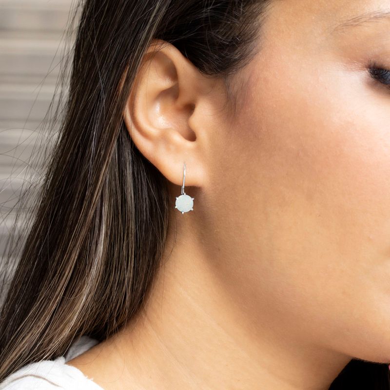 Silver Opal White Hanging Earrings