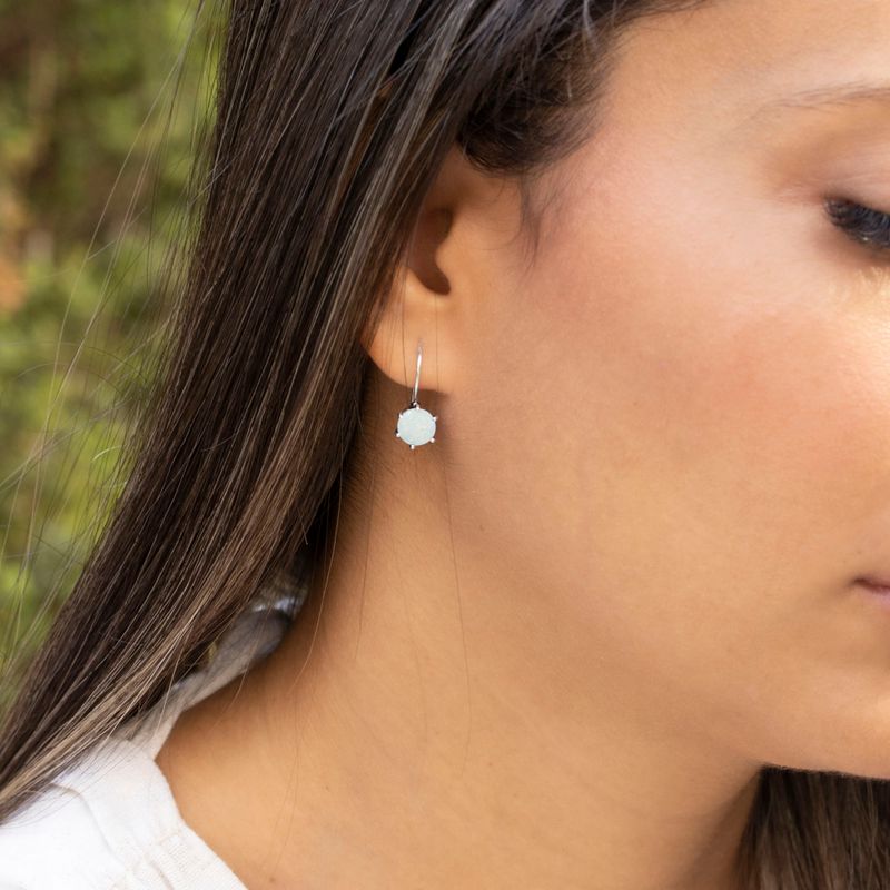 Silver Opal White Hanging Earrings