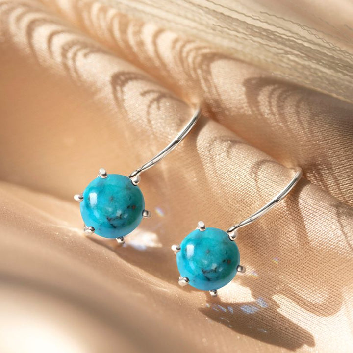 Silver Hanging Earrings with Turquoise Stone