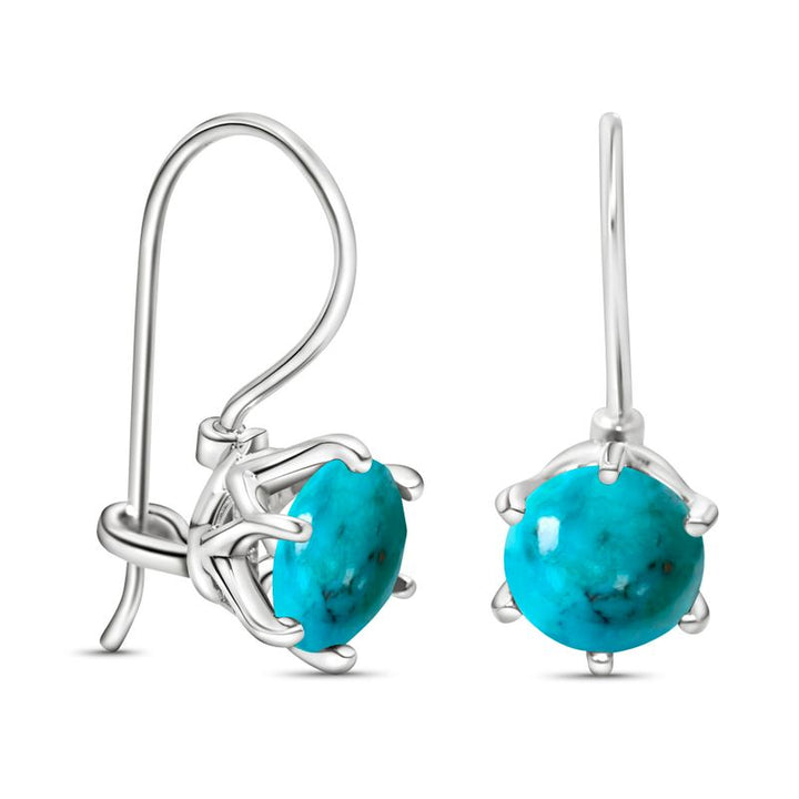 Silver Hanging Earrings with Turquoise Stone