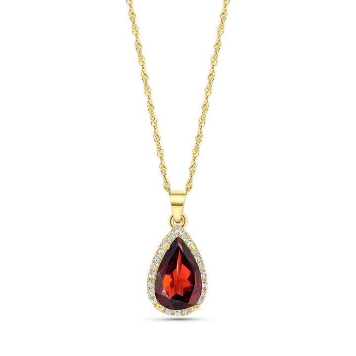 Garnet 14K Gold Pendant Inlay