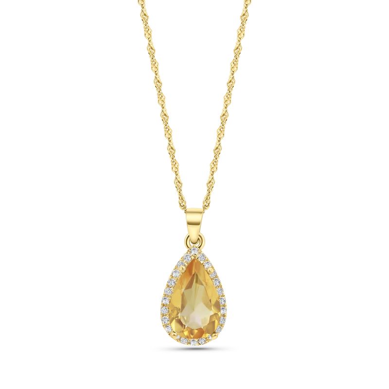 Citrin 14K Gold Pendant Inlay