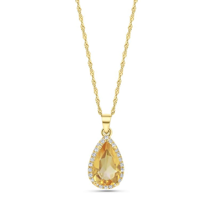 Citrin 14K Gold Pendant Inlay