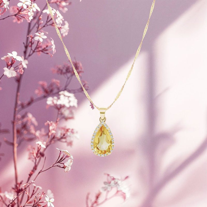 Citrin 14K Gold Pendant Inlay