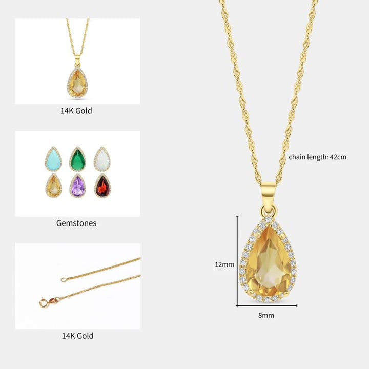 Citrin 14K Gold Pendant Inlay
