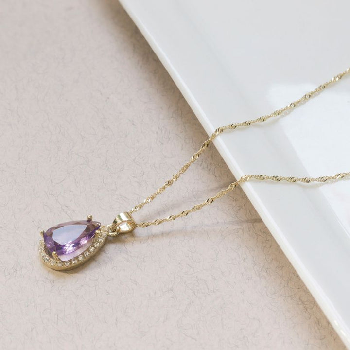 Ametist 14K Gold Pendant Inlay