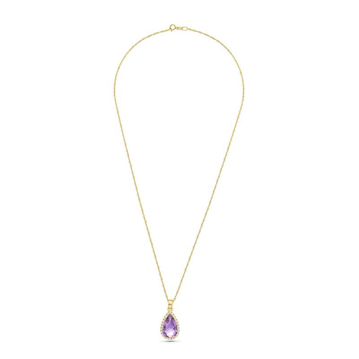 Ametist 14K Gold Pendant Inlay