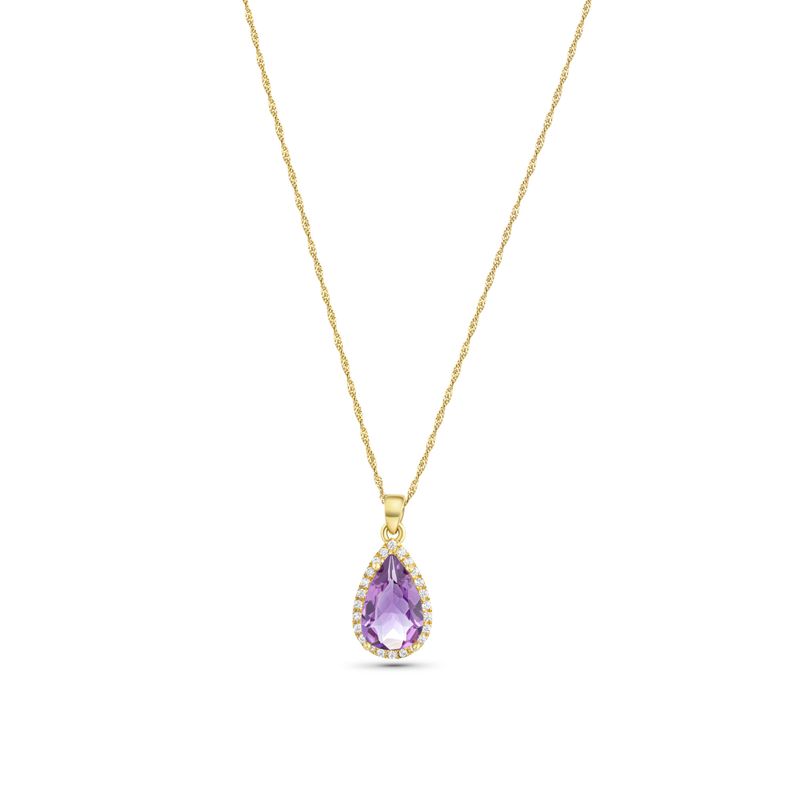 Ametist 14K Gold Pendant Inlay