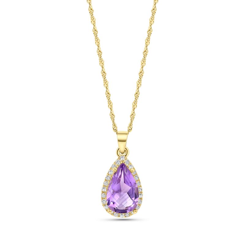 Ametist 14K Gold Pendant Inlay