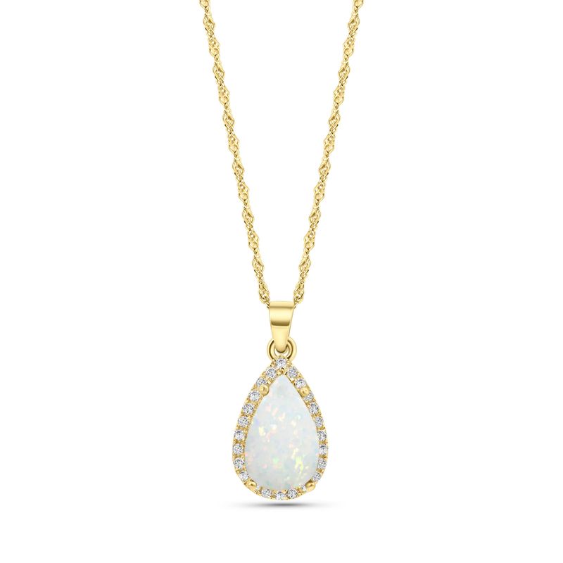 White Opal 14K Gold Pendant Inlay