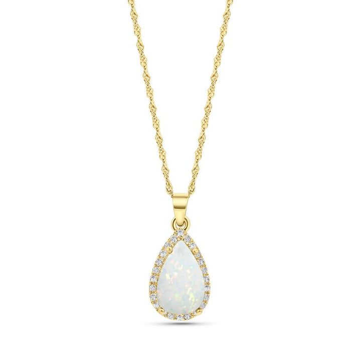 White Opal 14K Gold Pendant Inlay
