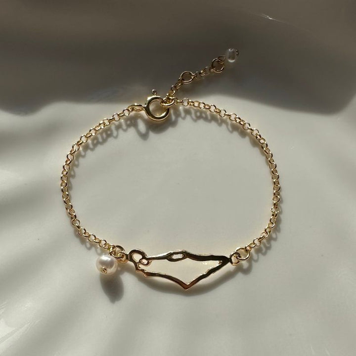 Israel Gold Plaited Bracelet with pearls