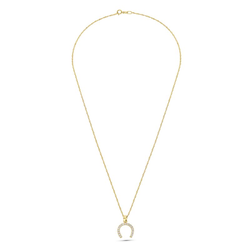 Encrusted Horsested 14K Gold Pendant
