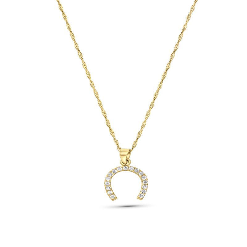 Encrusted Horsested 14K Gold Pendant