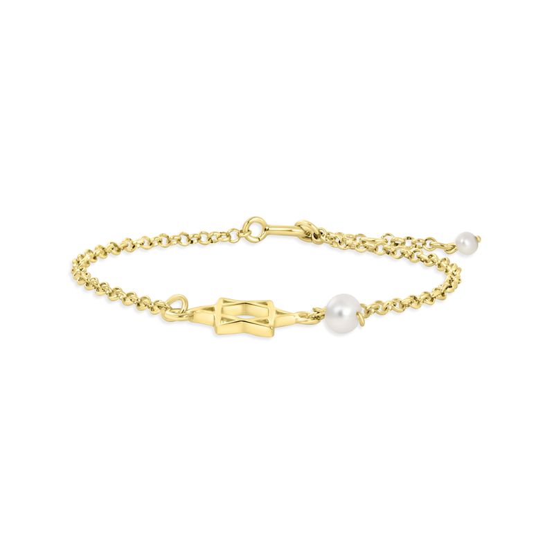David Star Pearls Beads Gold Plated Bracelets