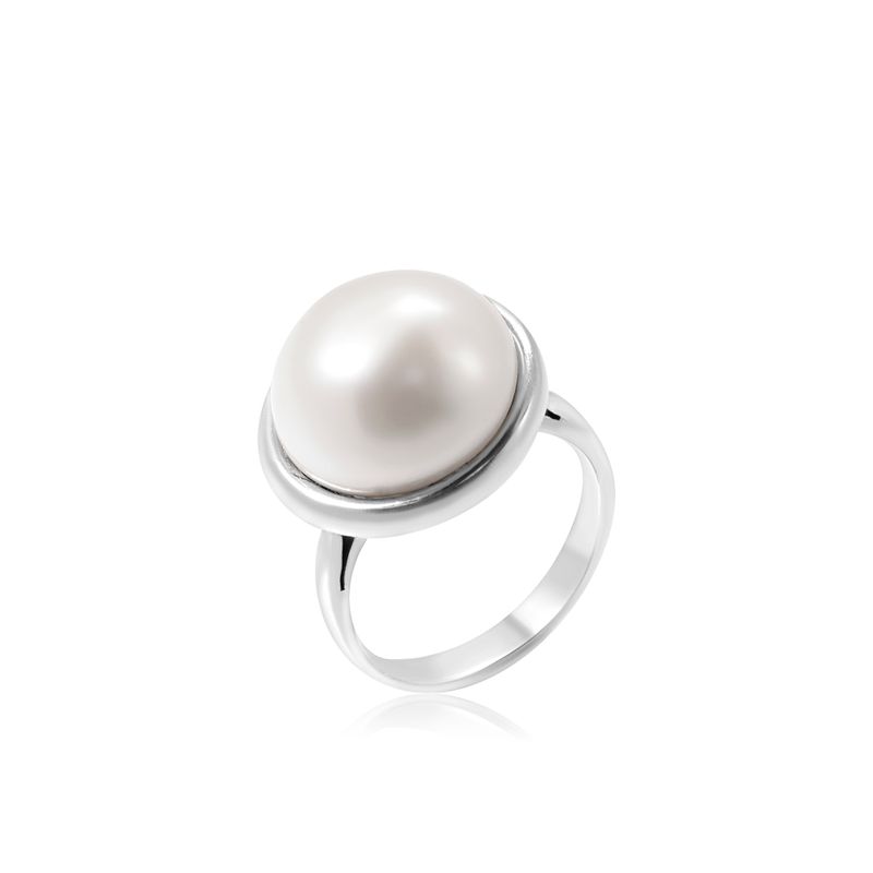 925 Sterling Silver With 14mm Pearl Gemstone