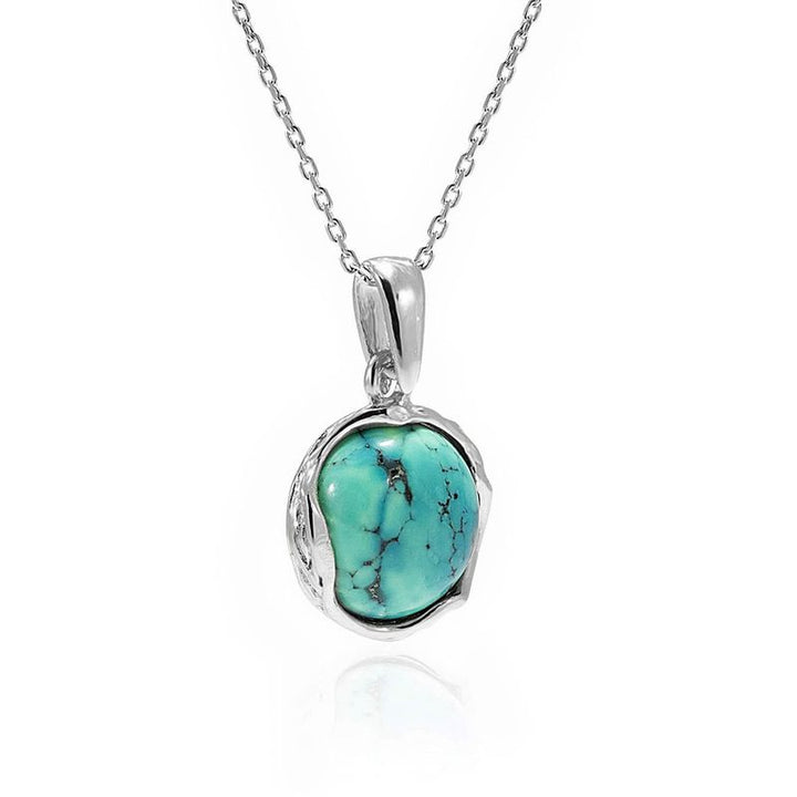 925 Sterling Silver Round Turquoise Pendant 
