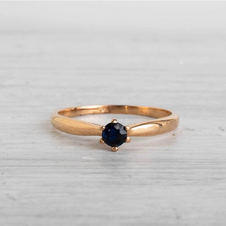 14K Rose Gold Round Purple Sapphire 3mm Ring