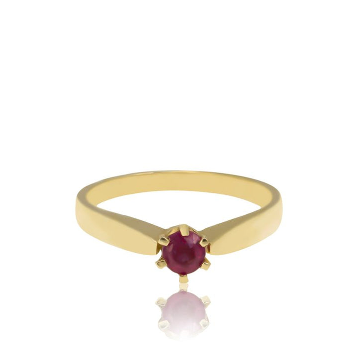 14k Yellow Gold 4mm Natural Red Ruby Solitaire Ring