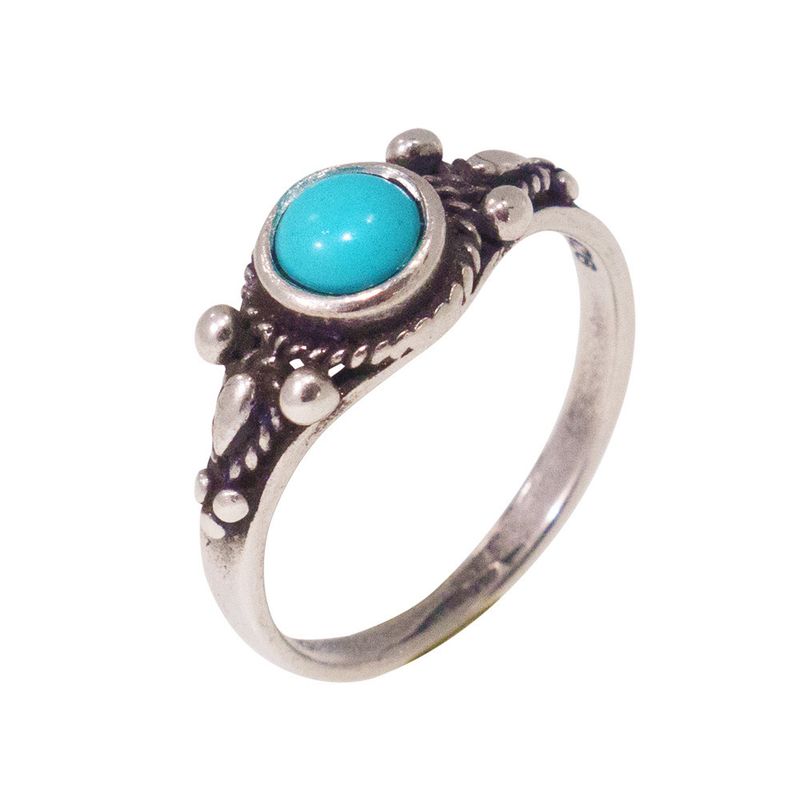 925 Sterling Silver Dainty Ring With A 5mm Turquoise Gemstone