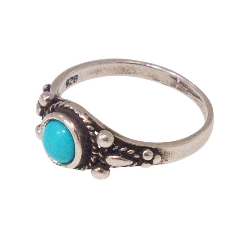 925 Sterling Silver Dainty Ring With A 5mm Turquoise Gemstone
