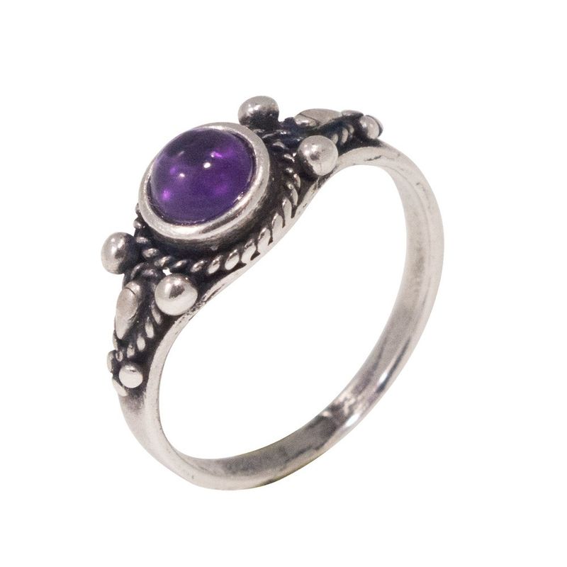 925 Sterling Silver Dainty Ring With A 5mm Amethyst Gemstone