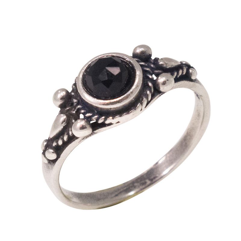 925 Sterling Silver Round Black Onyx Ring - Promise Ring , Handmade 