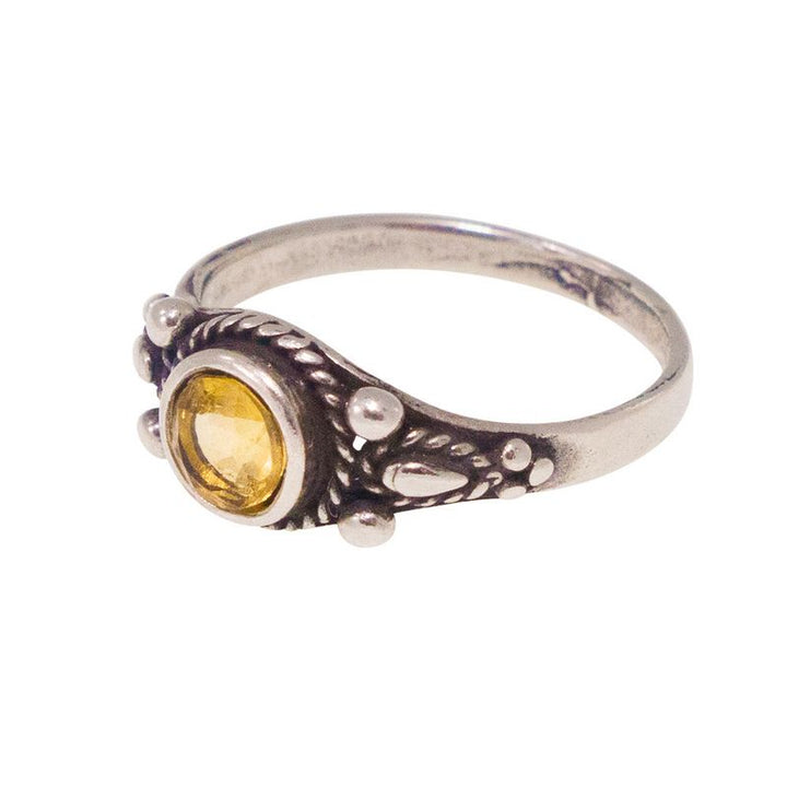 925 Sterling Silver Yellow Citrine 5mm Ring