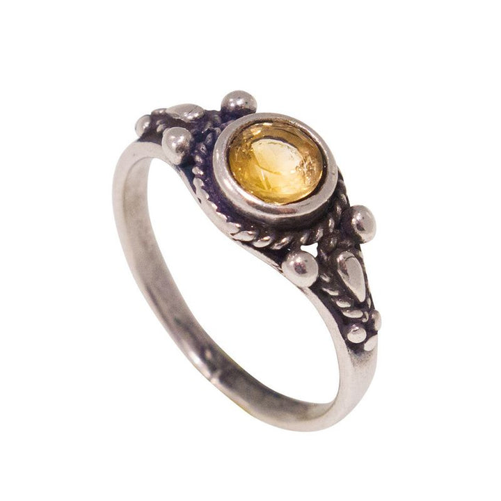 925 Sterling Silver Yellow Citrine 5mm Ring