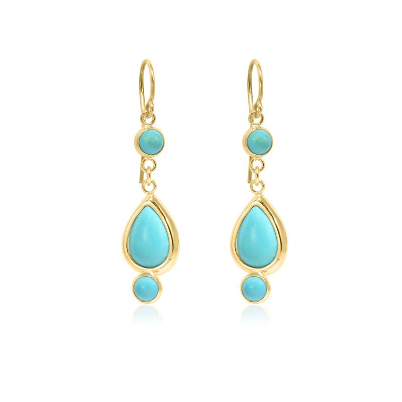 14k Solid Gold Turquoise Dangle Earrings