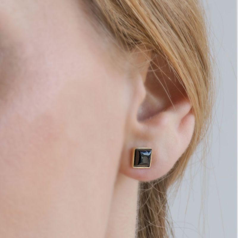 Black onyx square online stud earrings