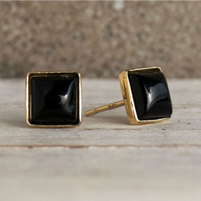 Square sales onyx earrings