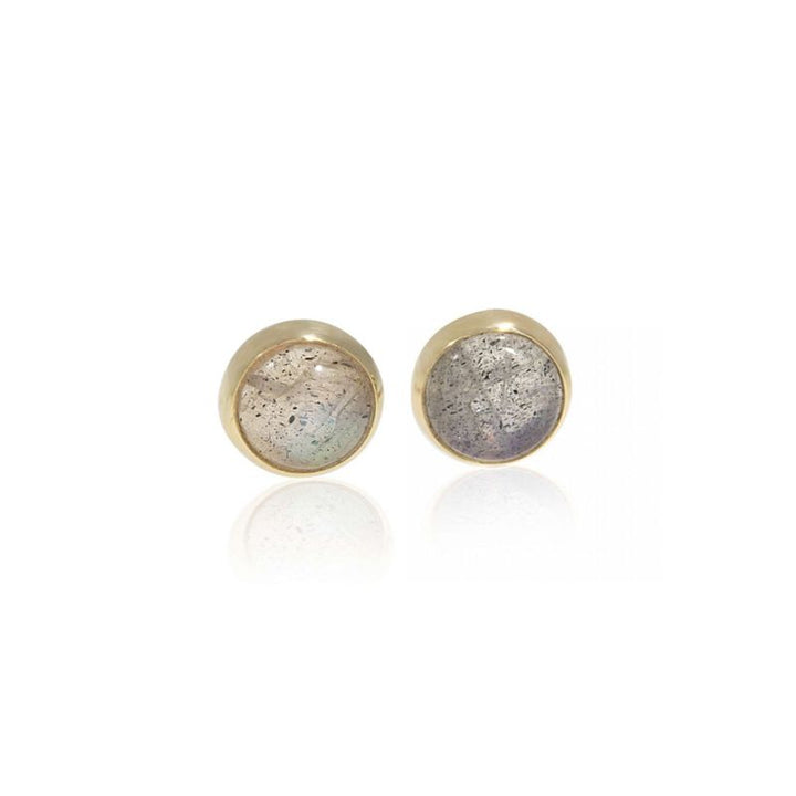 14k Solid Gold 4mm Labradorite Stud Earrings With Gold Closures