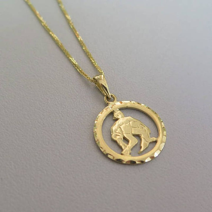 14K Yellow Gold Aquarius Pendant