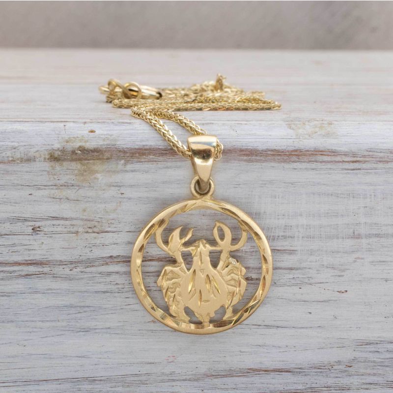 14K Yellow Gold Cancer Pendant