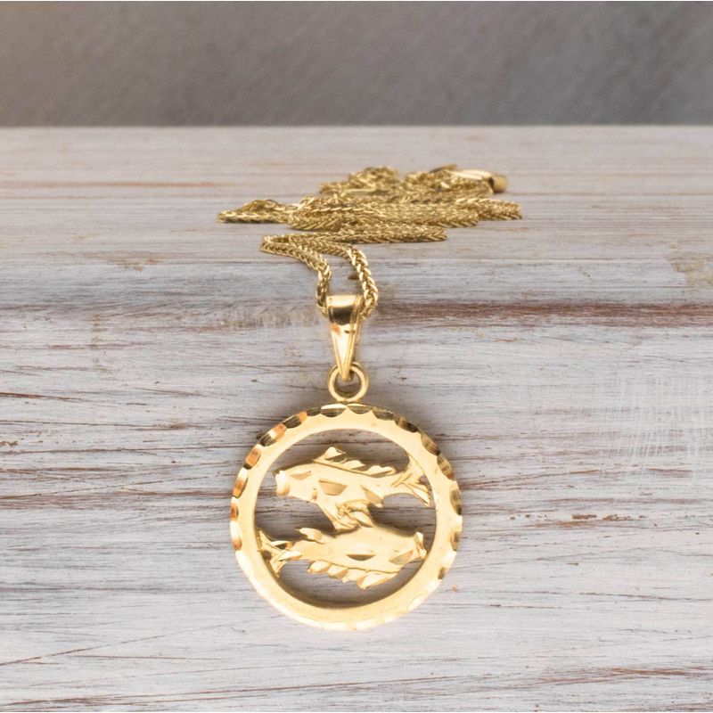 14K Yellow Gold Pisces Pendant