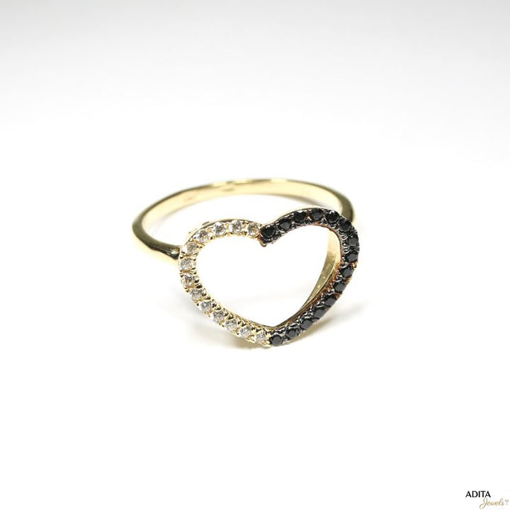 14K Yellow Gold Large Heart Ring