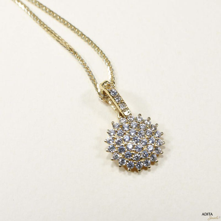 14K Yellow Gold White CZ Necklace
