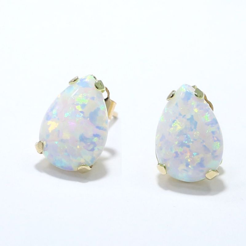 14k Solid Gold White Opal Drop Earrings