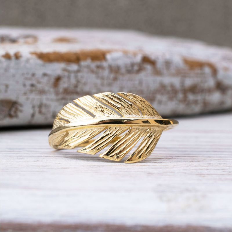 9ct gold feather store ring