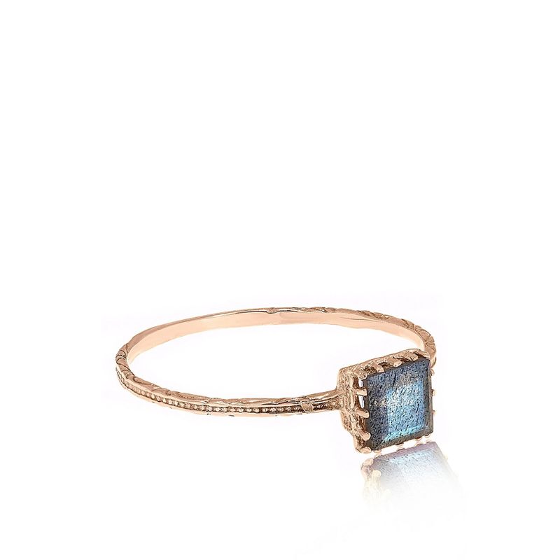 Rose Gold 14K Amethyst Dainty Square Ring