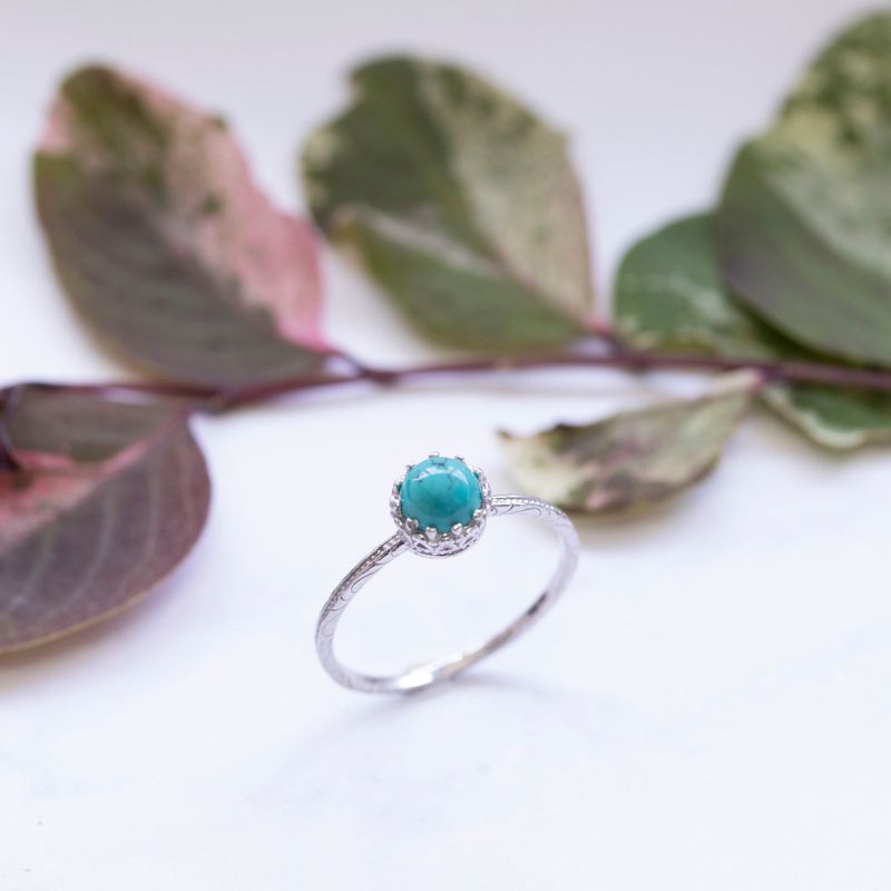 Turquoise Stone 14K White Gold Ring