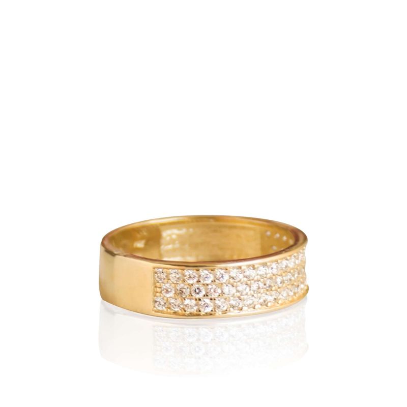 14k Solid Gold Ring With White CZ Stripes